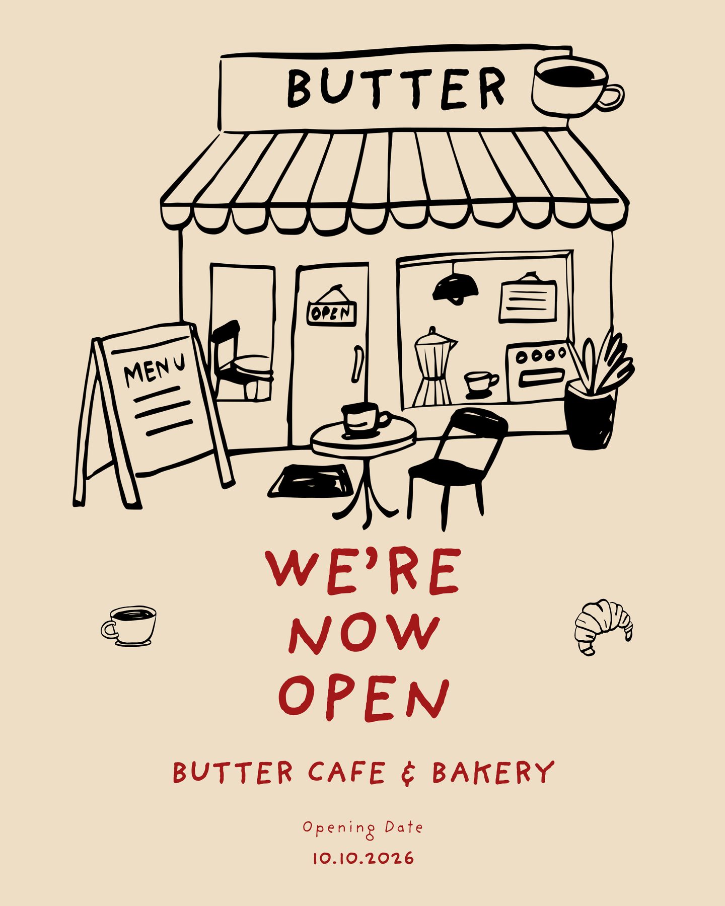Butter Cafe and Bakery opening announcement